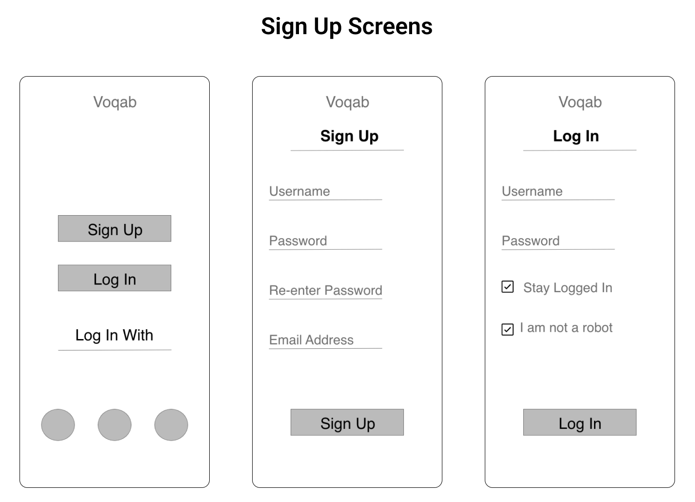 Sign Up Screens